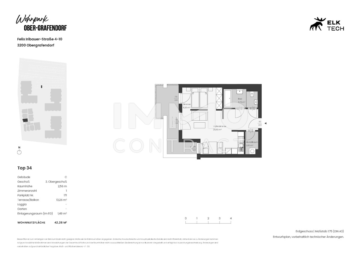 42,28qm 1Zi-W-Terrassenwohnung,
Erstbezug, kologische Bauweise /  / 3200 Ober-Grafendorf / Bild 1