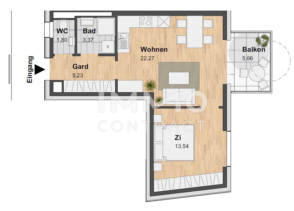 LETZTES OG: SCHNE 2-ZIMMERWOHNUNG MIT TOP AUSSTATTUNG+ BALKON + TG  MIT AKTION 1 MONAT MIETFREI /  / 8020 Graz / Bild 9