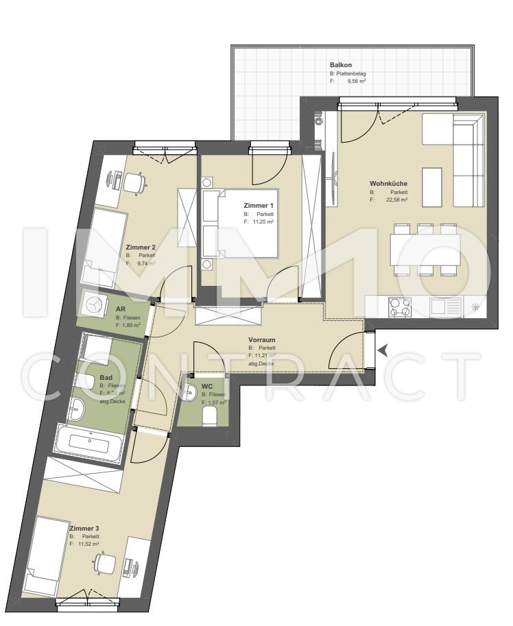 NEU und provisionsfrei: Exklusive Dreizimmer-Wohnung mit Balkon Mitten im Dritten /  / 1030 Wien, Landstrae / Bild 4