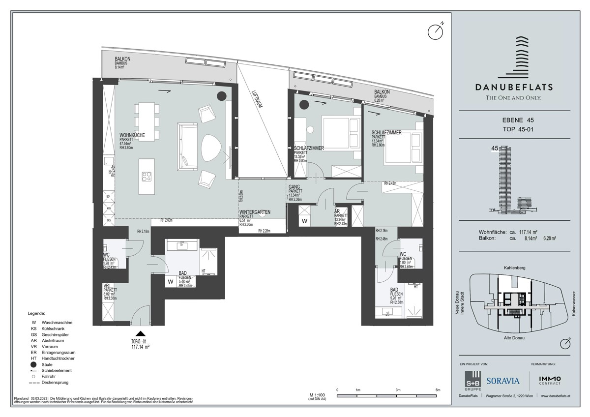 Hchstgelegenes Dreizimmer-Apartment sterreichs - DANUBEFLATS, wo Trume Realitt werden /  / 1220 Wien / Bild 1