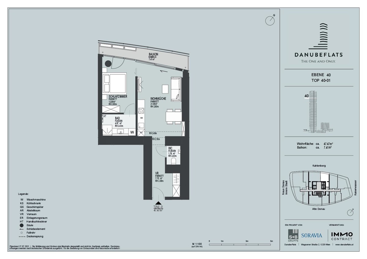 Zweizimmer-Wohnung mit Top-Grundriss, modernes Hochhaus, zahlreiche Annehmlichkeiten - DANUBEFLATS /  / 1220 Wien / Bild 1