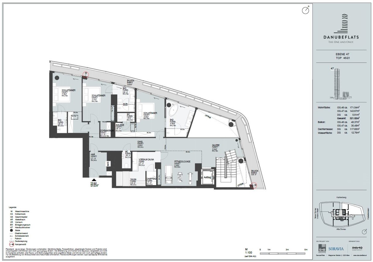 DANUBEFLATS: Penthouse im hchsten Wohnturm sterreichs mit Ausblick wohin das Auge reicht - NEW /  / 1220 Wien / Bild 2