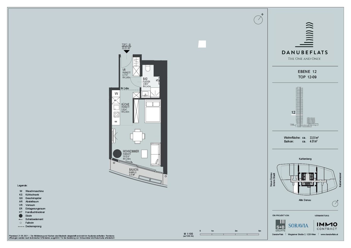 Modernes Studio mit Cityblick (Neue Donau) Gym, Pool, Supermarkt im Haus /  / 1220 Wien / Bild 2