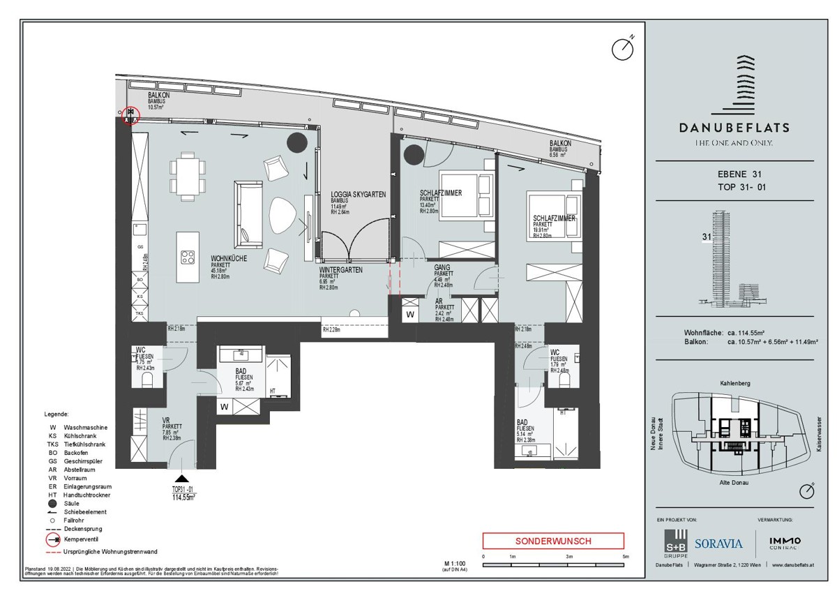 Luxuriser Lifestyle! Genieen Sie Ihren Sundowner am Pool oder in Ihrer Traumwohnung /  / 1220 Wien / Bild 7