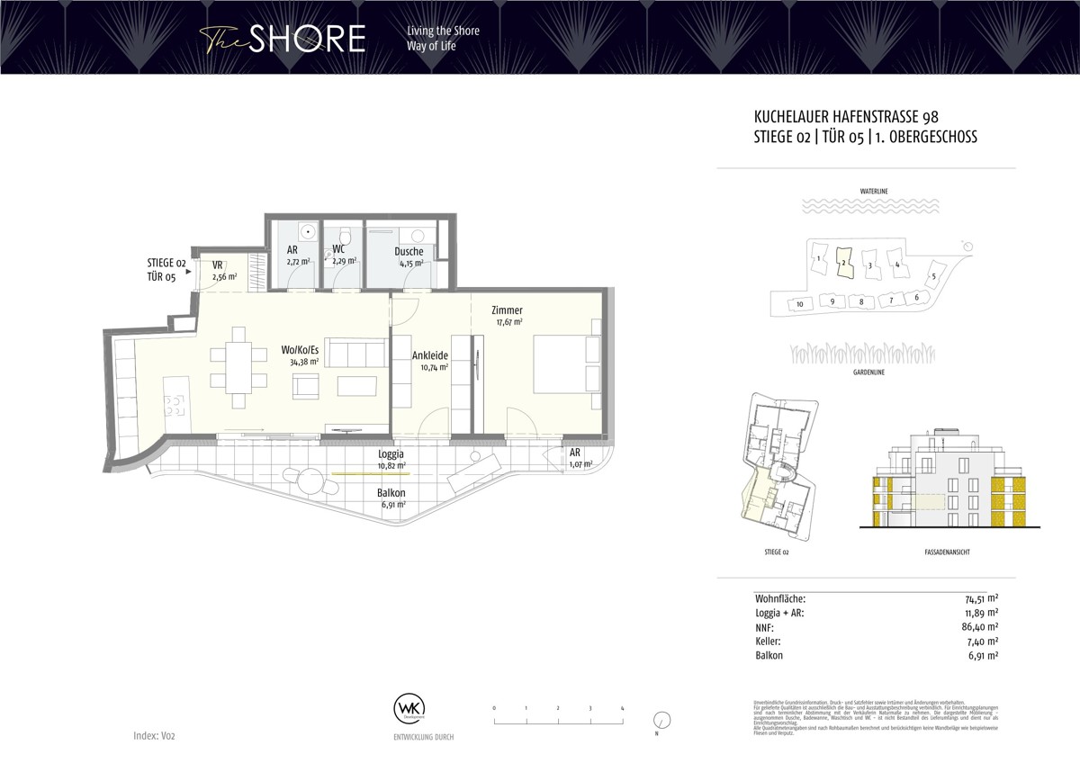 Preis jetzt sichern! Groe 2 Zimmer Wohnung am Wasser mit groem Ankleideraum, Fitness und Sauna /  / 1190 Wien, Dbling / Wien 19., Dbl / Bild 3