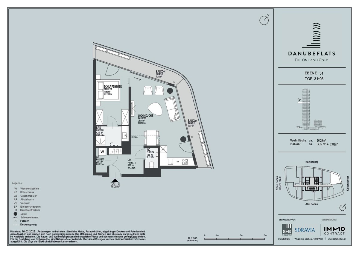 Luxuris und exklusiv! Sauna, Pool, Fitness. Groer Balkon mit Weitblick
Provisionsfrei /  / 1220 Wien / Bild 2