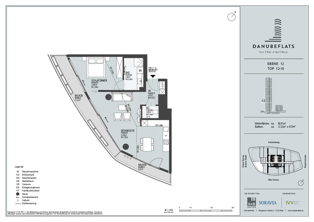 NEU! Mbliert DANUBEFLATS - Doorman, Gym, Pool, div. Lounges UND den schnsten Ausblick auf Stephansdom, Prater & Neue Donau /  / 1220 Wien / Bild 10