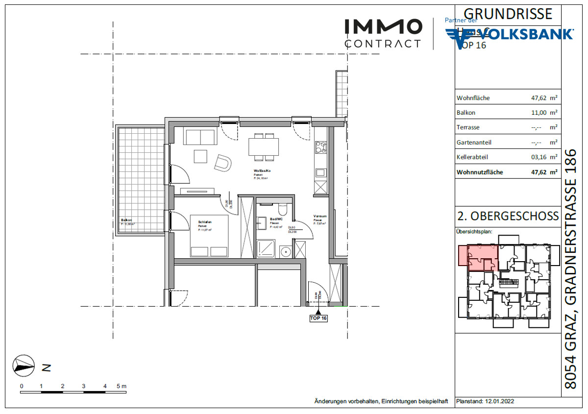 Neuwertige 2 Zimmer Wohnung mit groem BALKON - Gradnerstrae  186 C  - Top 16c /  / 8054 Graz / Bild 6