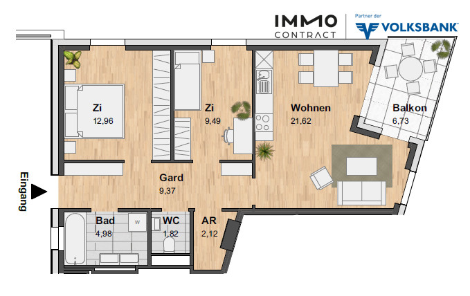 1 MONAT MIETFREI 3-ZI. WOHNUNG MIT LOGGIA UND TOPAUSSTATTUNG IM NEUEN REININGHAUS /  / 8020 Graz / Bild 1