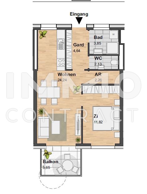 1. MONAT MIETFREI 2-ZI.-WHG MIT TOP AUSSTATTUNG  BALKON UND TG IM  INNOVATIVEN REININGHAUS /  / 8020 Graz / Bild 8