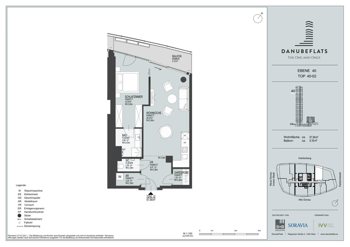 DANUBEFLATS. New - 2 Zimmer Wohnung - 40. Stock inkl. Sonnenuntergang /  / 1220 Wien / Bild 7