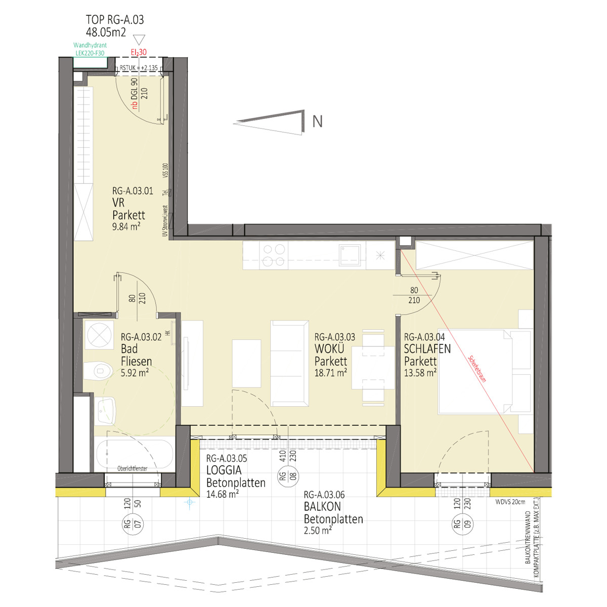 Wohnen ber den Dchern von Linz - ideale 2 Zi-Wohnung! /  / 4020 Linz / Bild 8