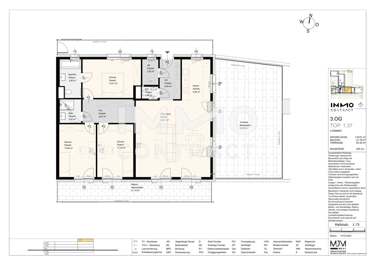 120qm- 4ZI- PENTHOUSE - 54qm Terrasse - 21qm Balkon
 - Zentrum Stockerau - Ruhelage- 3min zum Bahnhof! /  / 2000 Stockerau / Bild 8