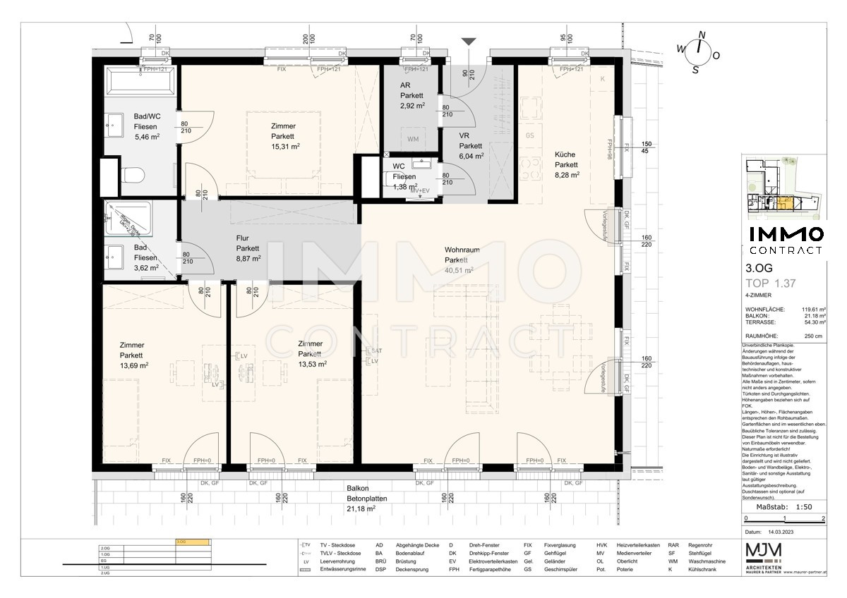 120qm- 4ZI- PENTHOUSE - 54qm Terrasse - 21qm Balkon
 - Zentrum Stockerau - Ruhelage- 3min zum Bahnhof! /  / 2000 Stockerau / Bild 9