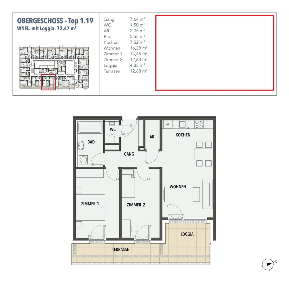 EDI N 7 - jetzt fr spter vorsorgen - 3 Zimmerwohnung mit Loggia und grosser Terrasse /  / 1210 Wien / Bild 1