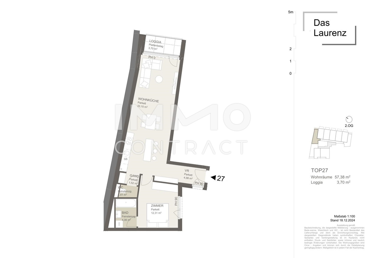 =DAS LAURENZ= ERSTBEZUG Top Loggia  Wohnung U3 2 Zimmer + Loggia - 1 bedroom apartment + loggia U3 /  / 1110 Wien / Bild 2