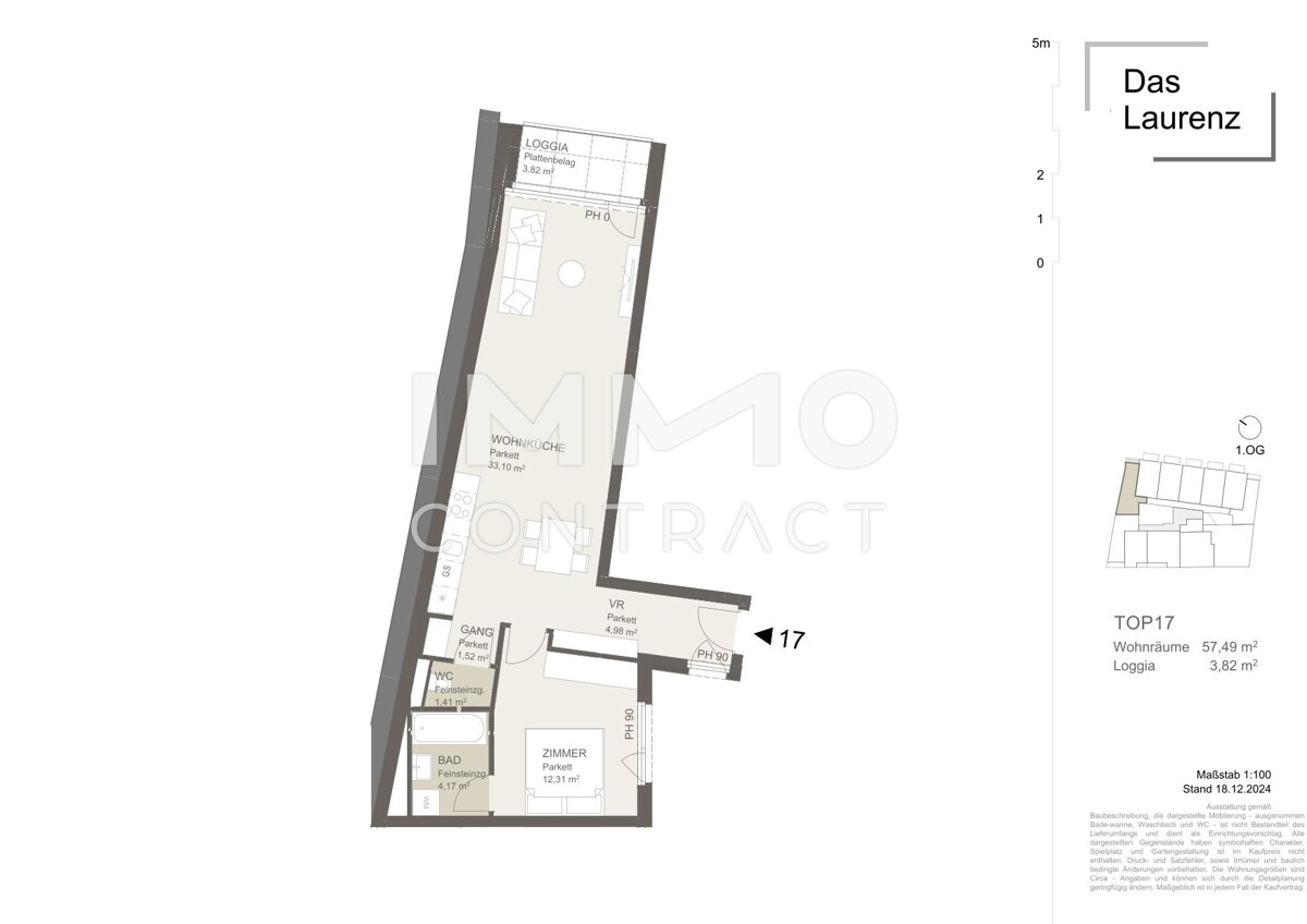 ERSTBEZUG Top Wohnung U3 2 Zimmer + Loggia - 1 bedroom apartment + loggia U3 = DAS LAURENZ= / / 1110 Wien / Bild 3
