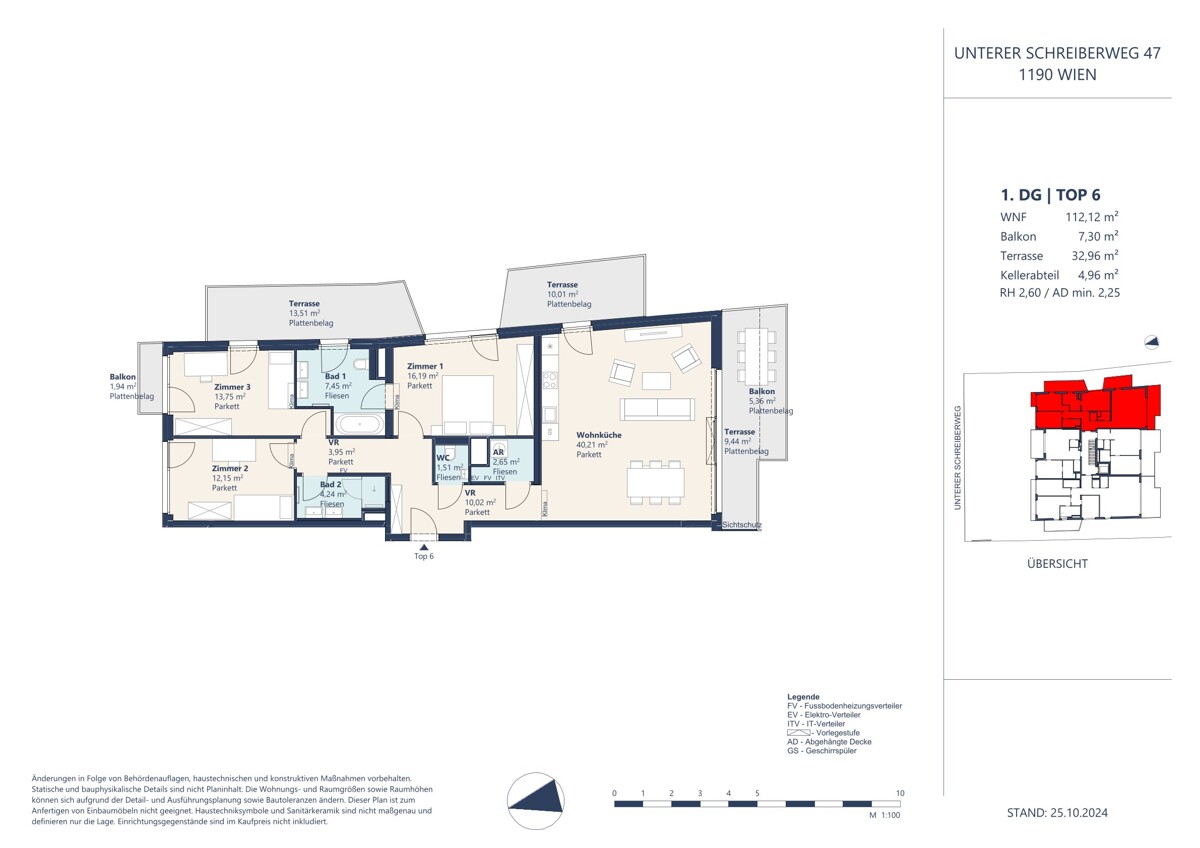Luxuriöse DG Wohnung ohne Dachschrägen und 3 Terrassen! Grüne Ruhelage in den Weinbergen! / / 1190 Wien / Bild 7