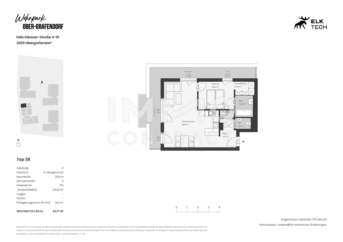 2ZI - 55,17qm - NW-Terrassen- Vorsorgewohnung, Anlage in kolog. NEUBAU /  / 3100 St.Plten / Bild 1