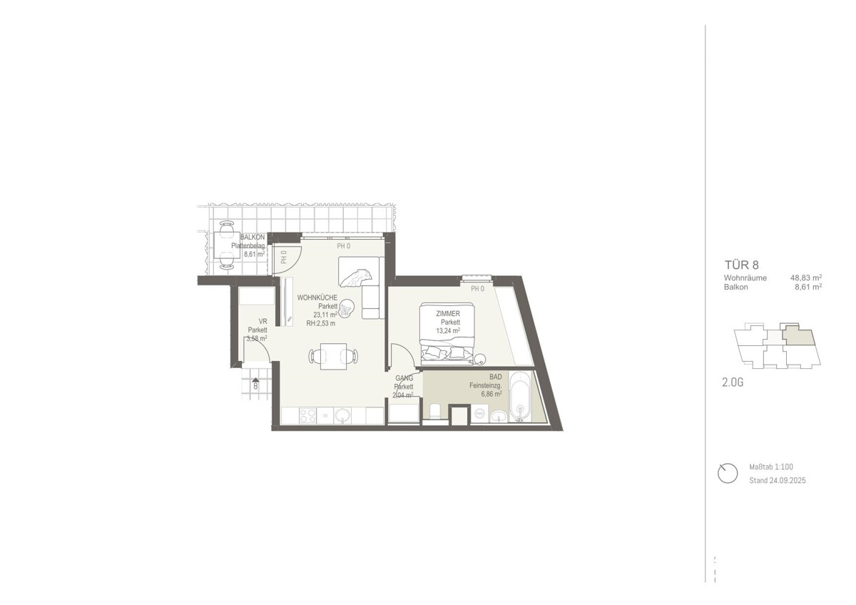 Helle 2-Zimmer-Erstbezugswohnung mit Freiflche /  / 1220 Wien / Bild 1