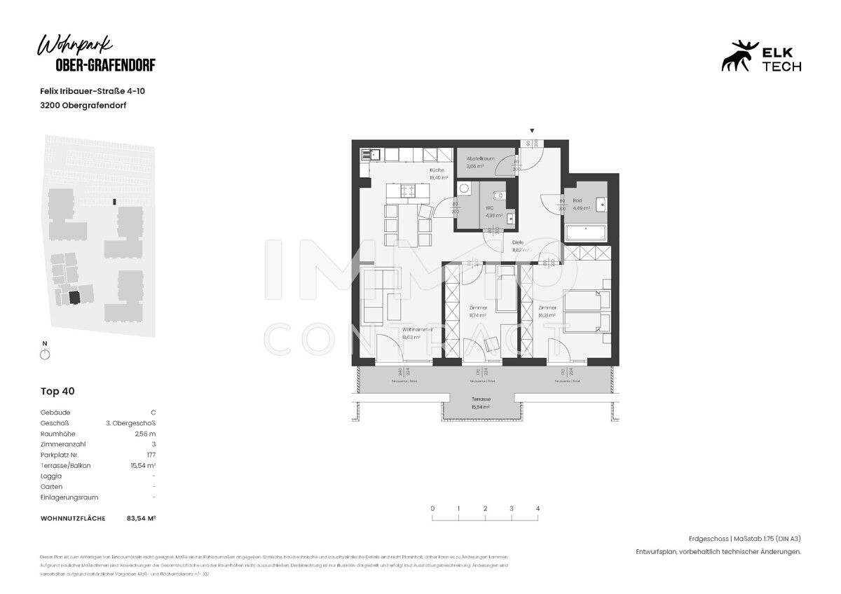 3ZI - 83,54qm - Sd-Terrassen - Vorsorgewohnung, Anlage in kolog. NEUBAU /  / 3100 St.Plten / Bild 1