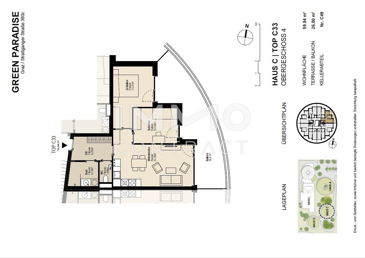 STRASSGANGER Strae 380c : Freundliche 3 Zimmer- Wohnung mit groem Balkon - Straganger Strae 380 c - Top 33c /  / 8054 Graz / Bild 0