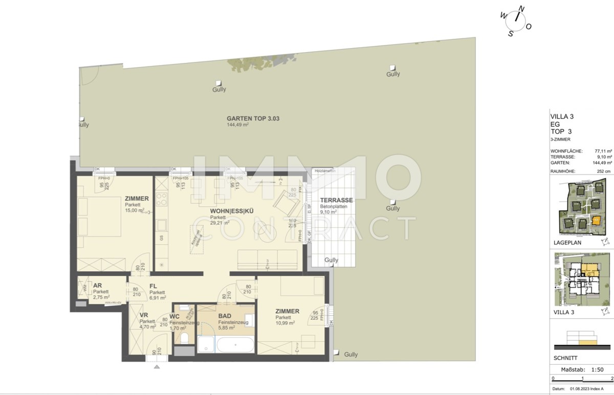 KREMSER WOHNDOMIZIL
3Zi- 77qm- Gartenwohnung, Lift, Tiefgarage, in beliebter Grnruhelage /  / 3500 Krems / Bild 1