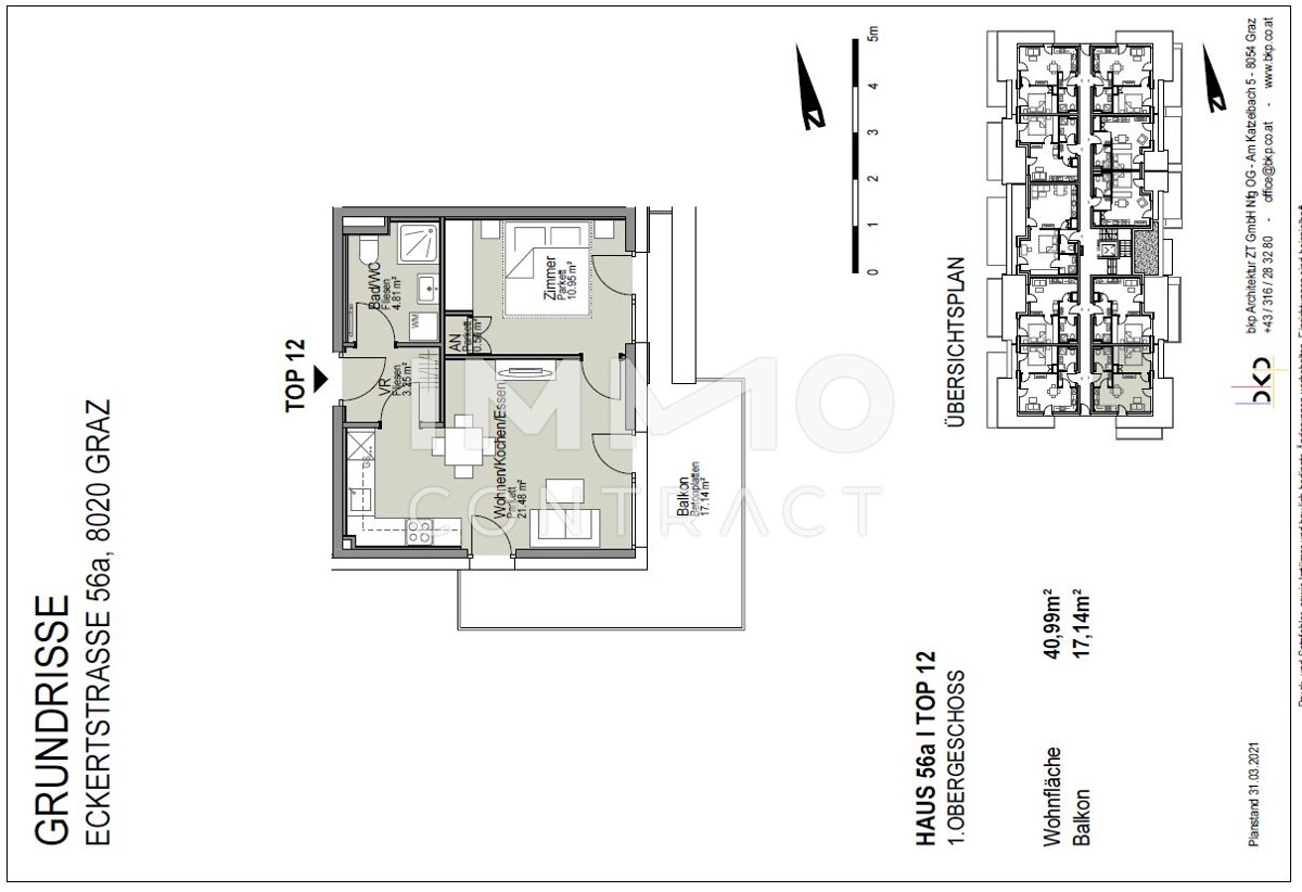 Neuwertige, gefrderte 2 Zimmer-Wohnung mit Balkon in Eggenberg -  Eckertstrae 56a - Top 12 /  / 8020 Graz / Bild 2