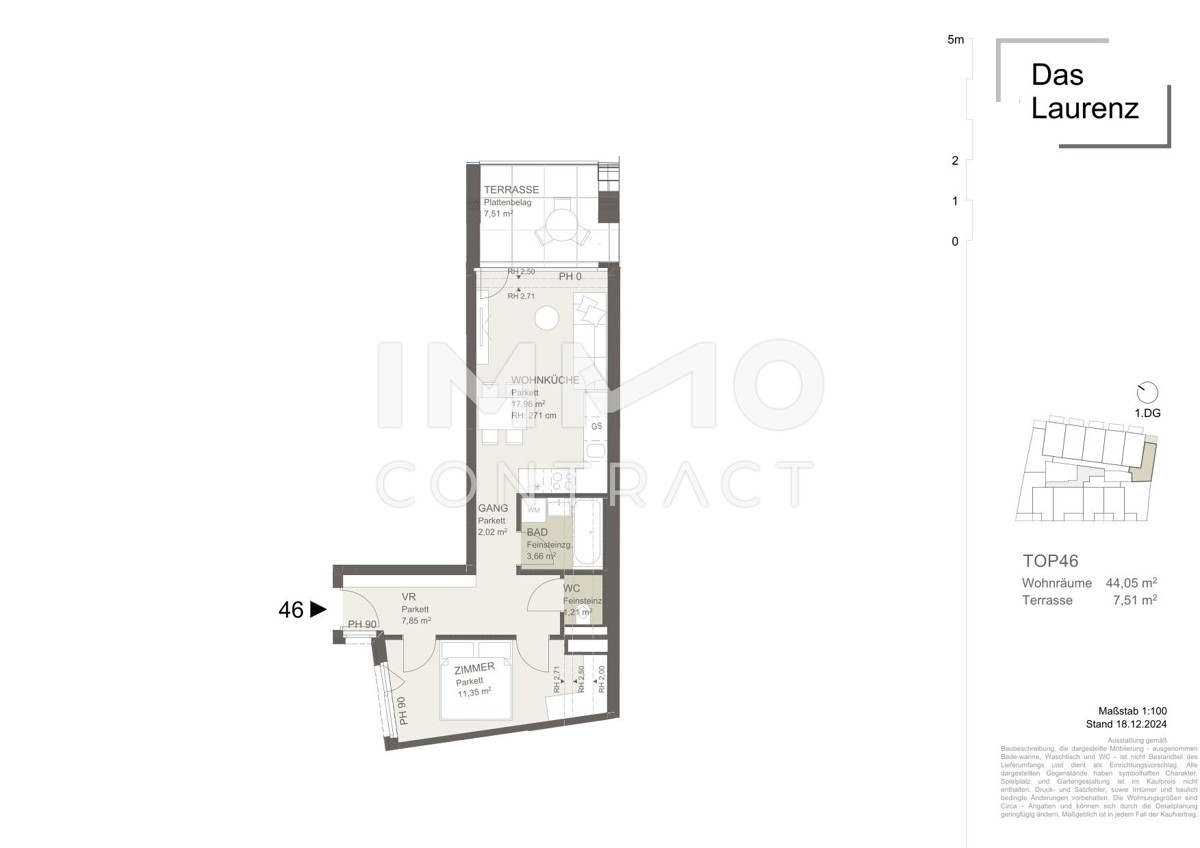 U3  ERSTBEZUG Top Anlage Dachwohnung 2 Zimmer + Terrasse =DAS LAURENZ= 1 bedroom apartment+terrace /  / 1110 Wien / Bild 3