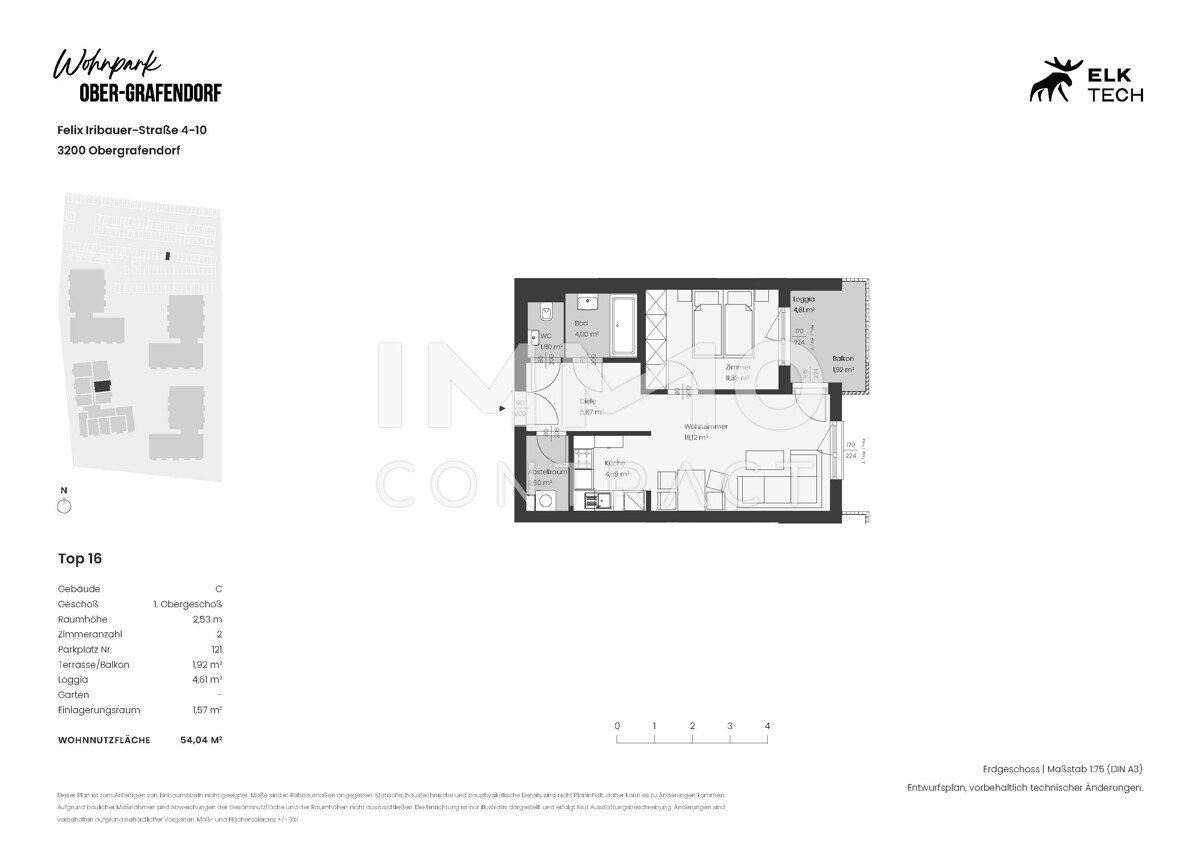 2Z I- 54,04qm - Ost-Balkon- Vorsorgewohnung, Anlage in ökolog. NEUBAU /  / 3100 St.Pölten / Bild 1