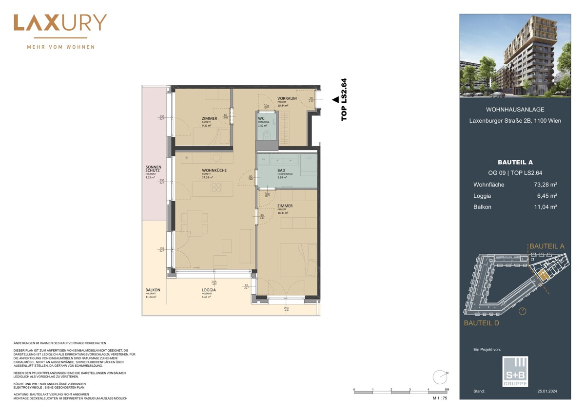 9. Floor! new 3-Room apartment directly at the main train station: Commission-free + Completion in October /  / 1100 Wien / Bild 3