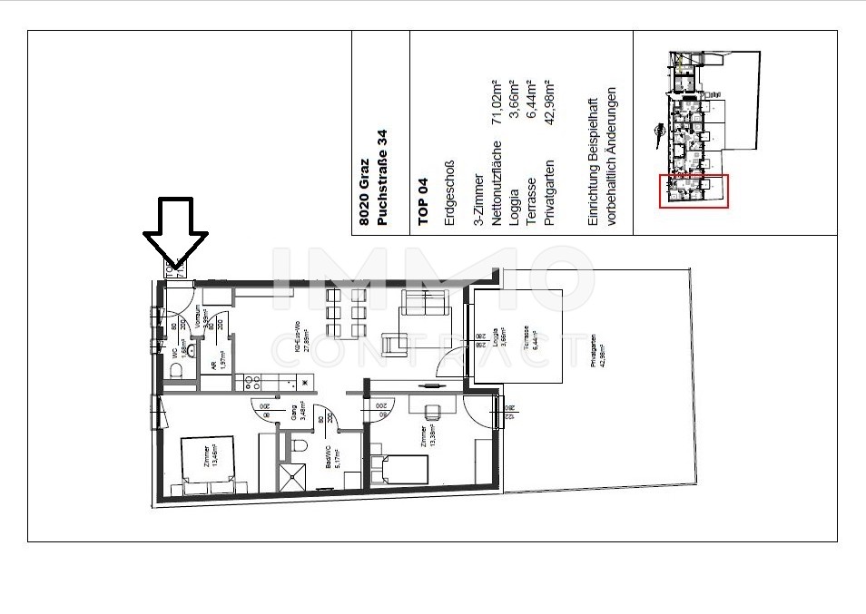Erstbezug ab 01.10.2025: gefrderte 3 Zimmer Wohnung mit EIGENGARTEN in ruhiger und zentraler Lage - Puchstrae 34 - Top 04 /  / 8020 Graz / Bild 8