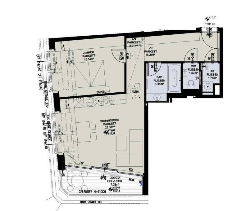 Lichtdurchflutete 2-Zimmer-Dachwohnung mit sonniger Loggia-ERSTBEZUG /  / 1040 Wien / Bild 0