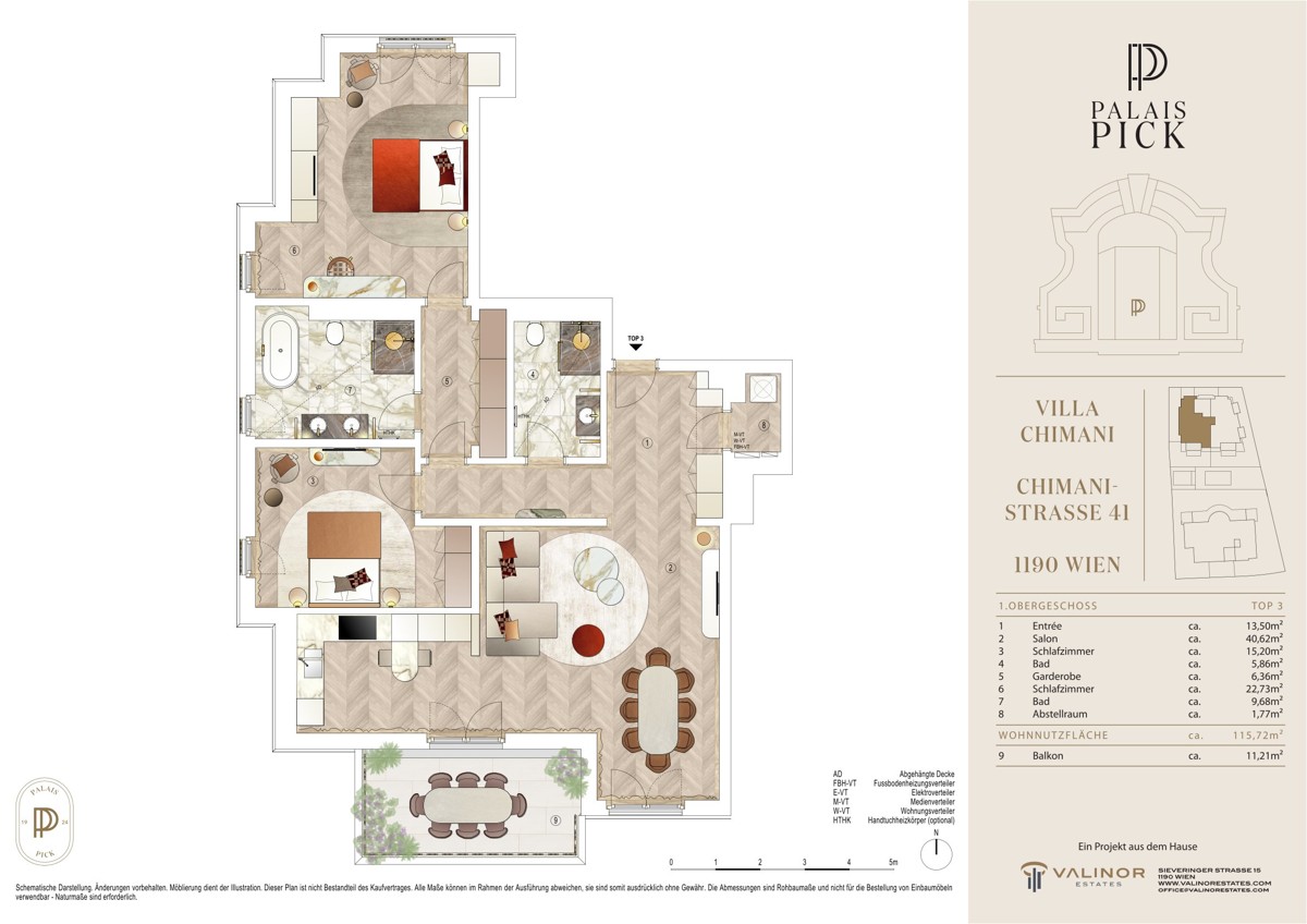 Grand Living: Stilvolle 3-Zimmer-Residenz mit Pool und Noblesse - Palais & Villa /  / 1190 Wien / Bild 1