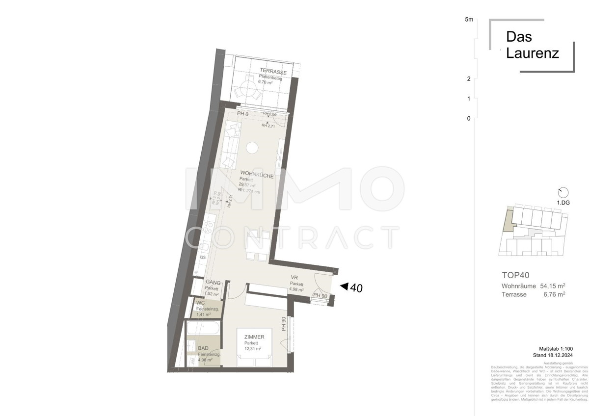 =DAS LAURENZ= ERSTBEZUG Top Anlage Dachwohnung U3 2 Zimmer + Terrasse - 1 bedroom apartment+terrace /  / 1110 Wien / Bild 3