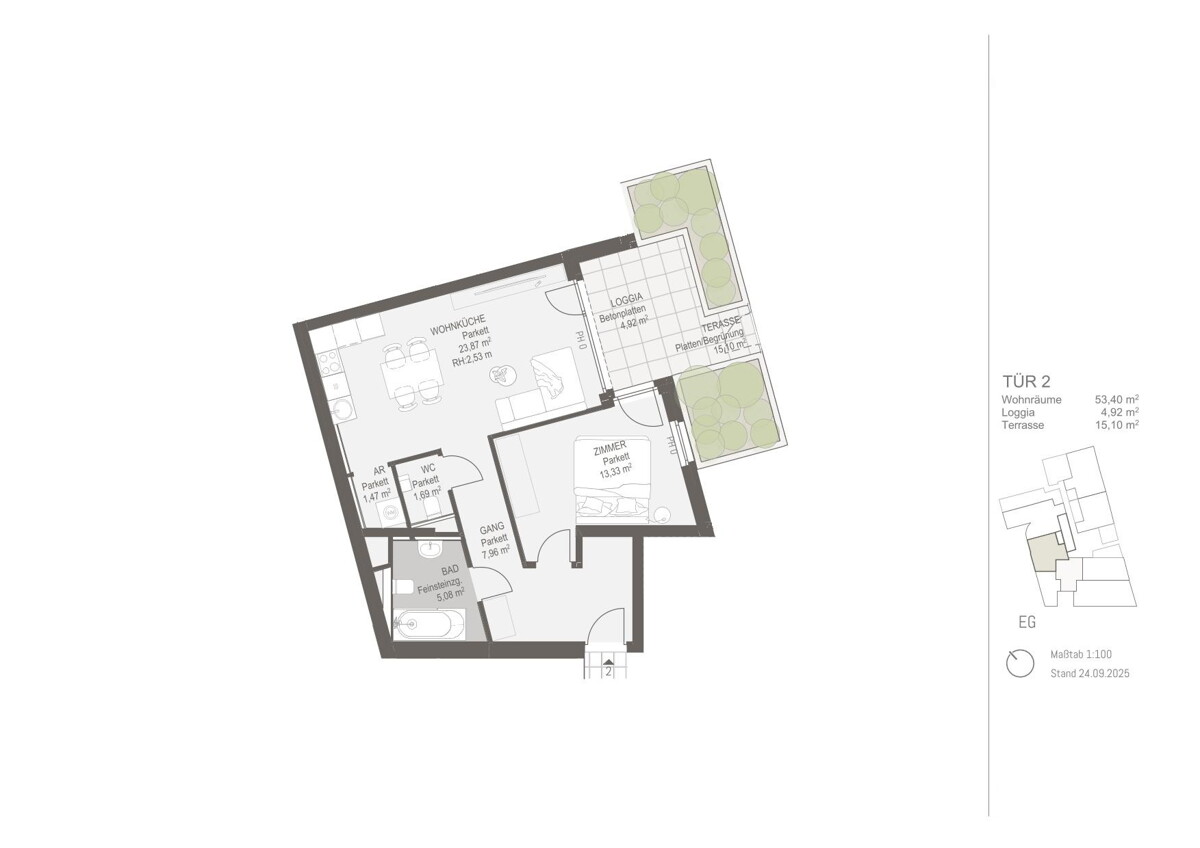ERSTBEZUG mit groer Terrasse im Innenhof ? moderne 2-Zimmer-Wohnung /  / 1220 Wien / Bild 2