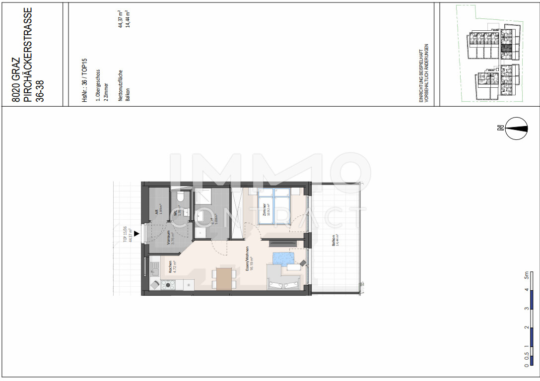 Neuwertige 2 Zimmer mit gro�em Balkon - Pirch�ckerstra�e 36 - Top 15 /  / 8053&nbsp;Graz / Bild 9
