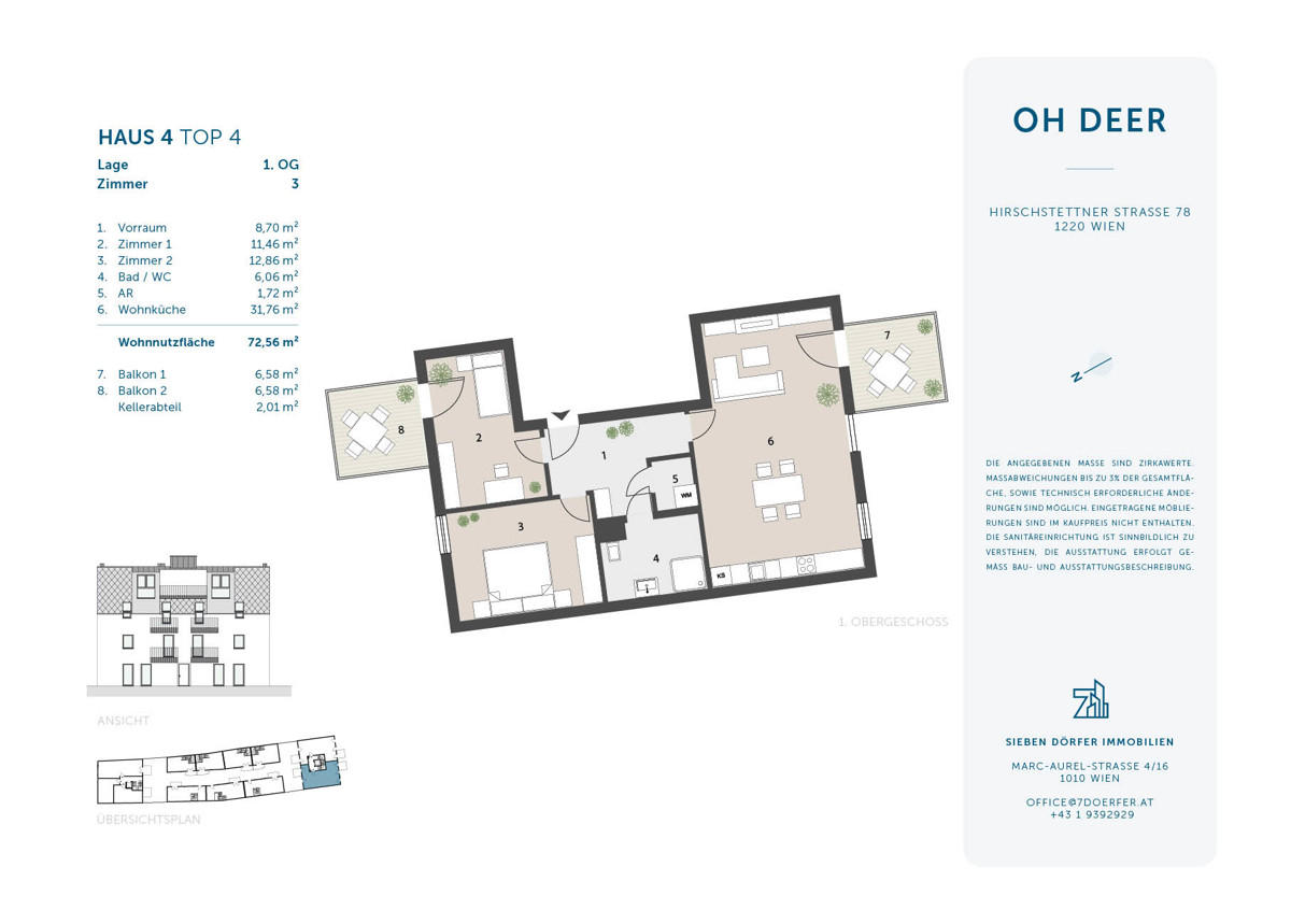 3% Aktion: zwischen Aupark & Blumengärten! 3-Zimmer-Traum im grünen mit 2 Balkonen / / 1220 Wien / Bild 2