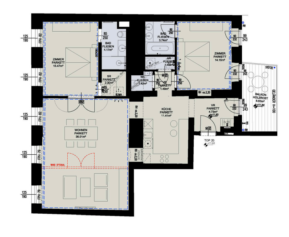 Moderne 3-Zimmer-Wohnung im Erstbezug ? sonnig & stilvoll 3 Stock /  / 1050 Wien / Bild 1
