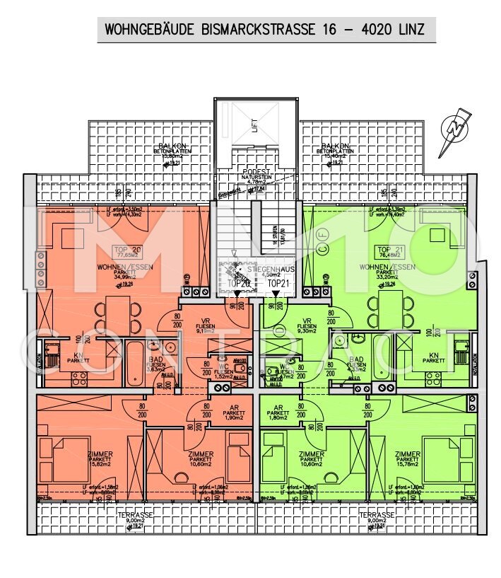**AB SOFORT**  Exklusive 3-Zimmer Dachgeschoss-Wohnung mit 2 Terrassen  - Bismarckstrae 16 - Top 20 /  / 4020 Linz / Bild 8