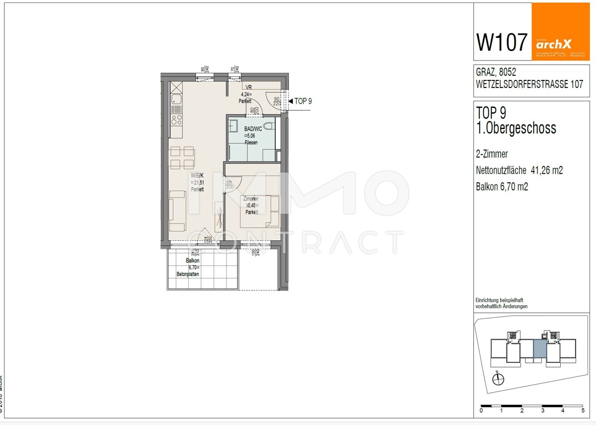 Freundliche 2 Zimmer mit Balkon in ruhiger Lage - Wetzelsdorfer Strae 107 - Top 09 /  / 8052 Graz / Bild 3