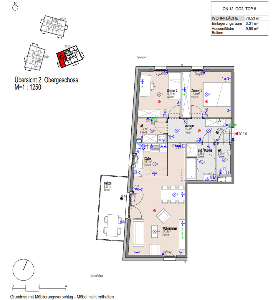 Groe 3-Zimmer-Wohnung mit Westbalkon in familirem Haus - Erstbezug & Provisionsfrei /  / 2700 Wiener Neustadt / Bild 3