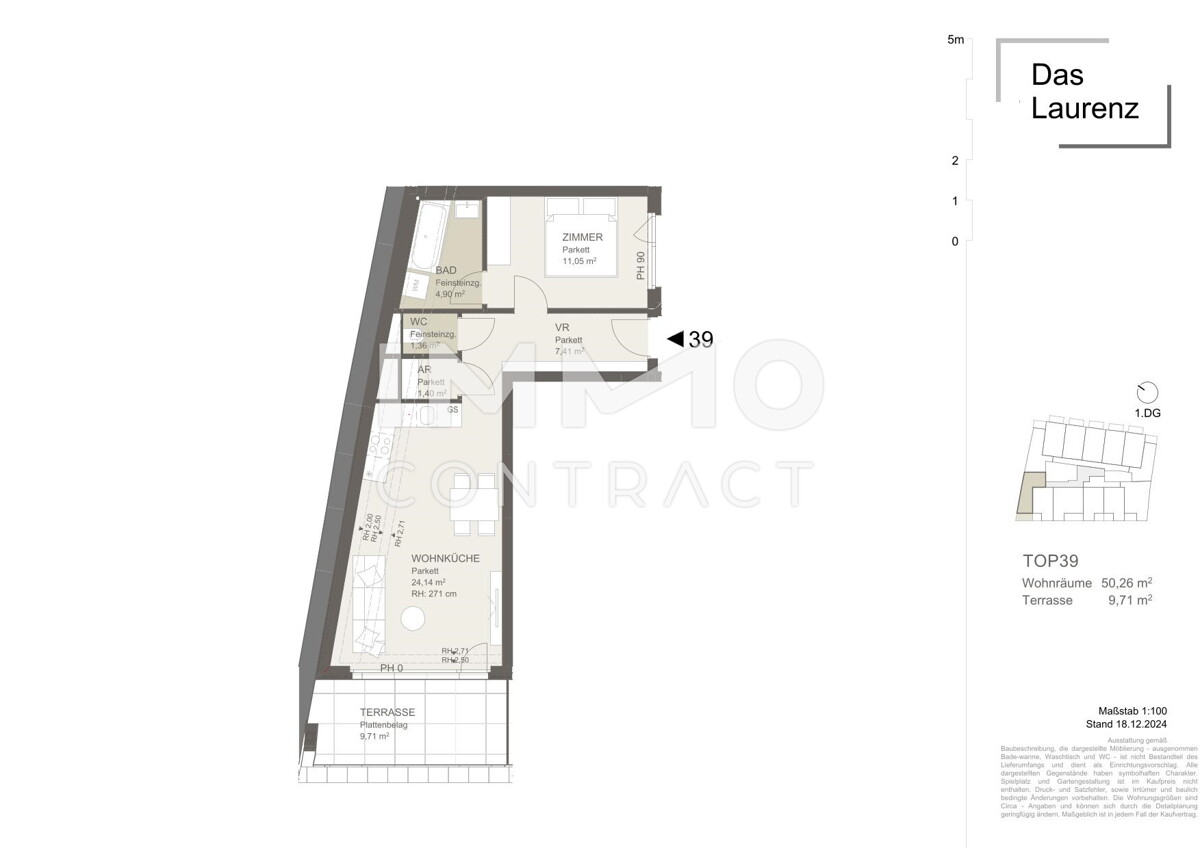 Sonnige 2 Zimmerwohnung mit Dachterrasse - 1 bedroom Apartment with terrace  TRAUM ERSTBEZUG /  / 1110 Wien / Bild 1