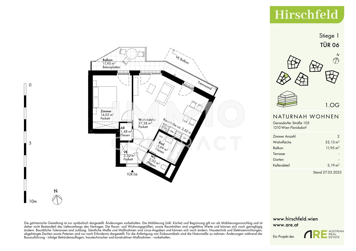 Neu und provisionsfrei: U1 Leopoldau Nhe - Preis jetzt sichern! 2 Zimmerwohnung mit super Balkon /  / 1210 Wien / Bild 1