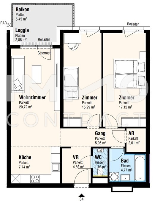 Urbanes Wohnen in Wien Nhe mit Loggia
SCHLSSELFERTIG PROVISIONSFREI /  / 2326 Lanzendorf / Bild 1