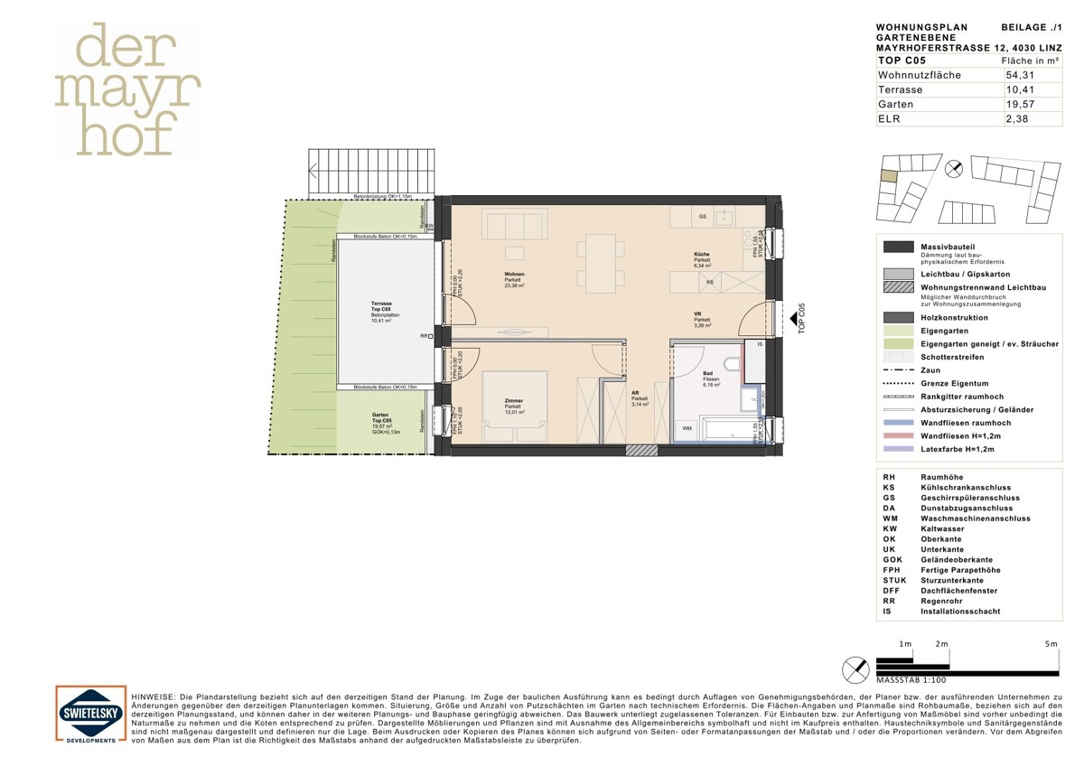 Wohnen im Grnen - 2-Zimmer Gartenwohnung provisionsfrei! /  / 4030 Linz / Bild 1