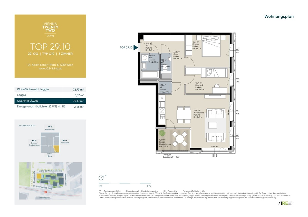 U1 vor der Tre - PROVISIONSFREI - Skyline-Feeling inklusive: Ihre neue 3-Zimmer-Oase /  / 1220 Wien / Bild 1