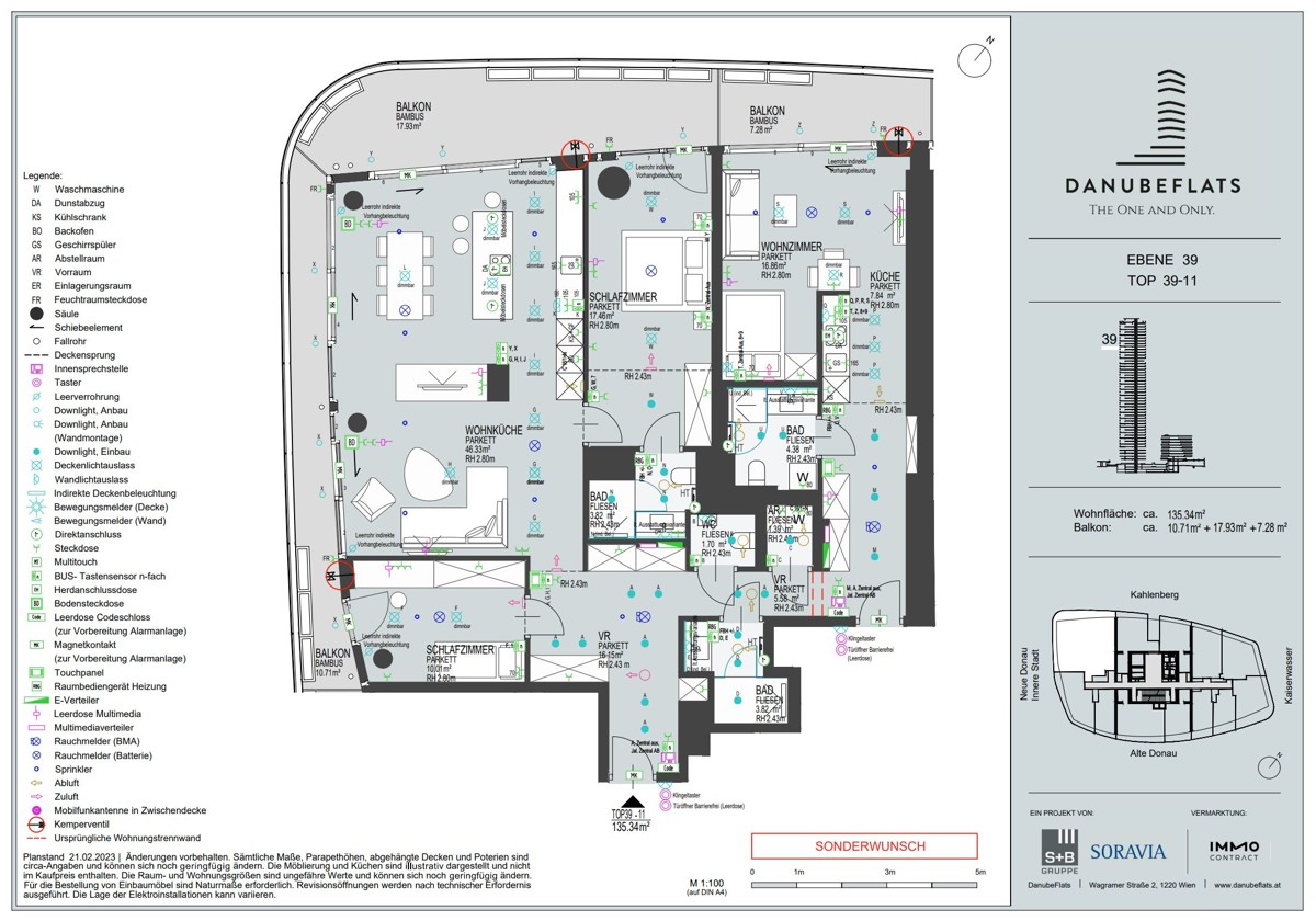Ausblick wohin das Auge reicht: Gerumiges Apartment mit Annehmlichkeiten (Gym, Pool, Spa, Lounges,) /  / 1220 Wien / Bild 1