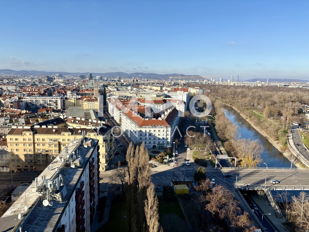 Wohnen im Hochhaus: Ausblick auf City, Kahlenberg & Prater. Concierge, Lounges, Pool am Dach uvm.