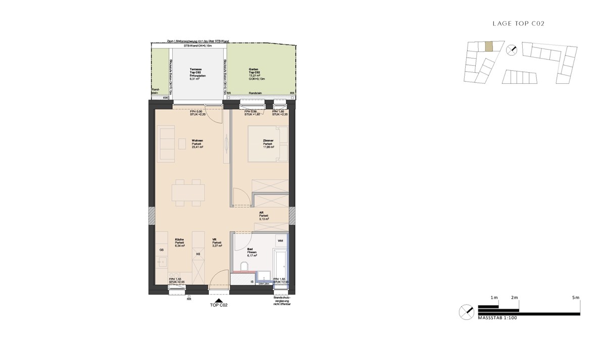 Sonnige 2-Zimmer Gartenwohnung in ruhiger Lage - Erstbezug / provisionsfrei! /  / 4030 Linz / Bild 2